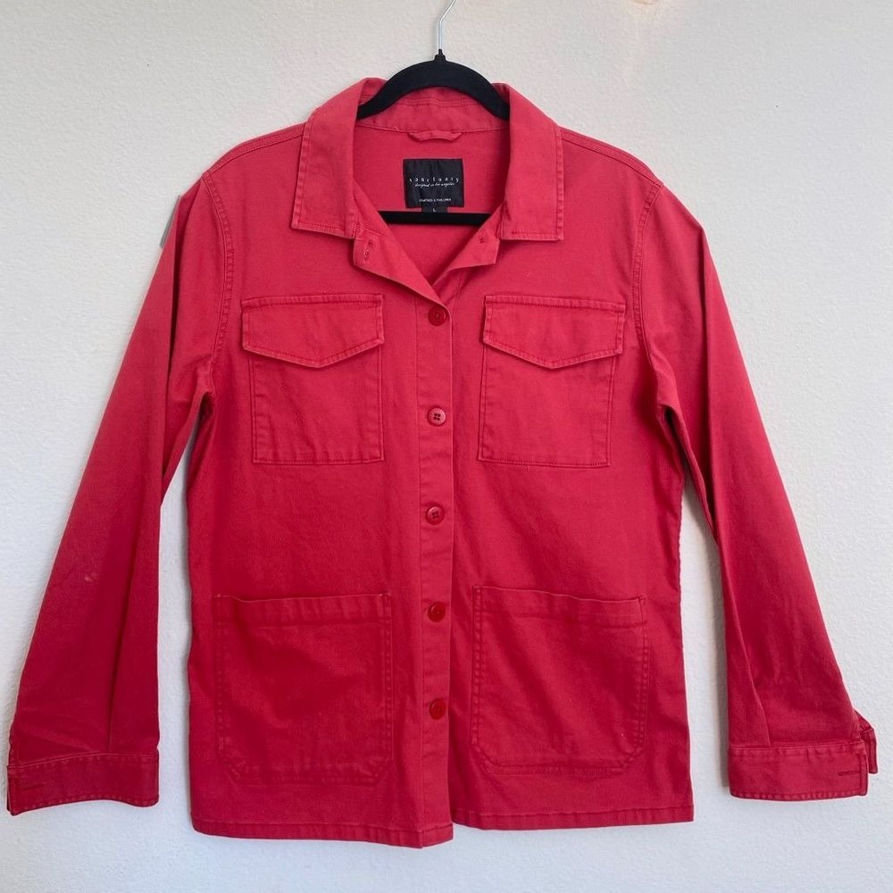 Sanctuary Anthropologie Red Utility Trucker Jacket L
